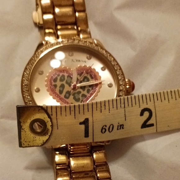 Betsey Johnson Gold Watch with Pink Heart Design - Picture 7 of 8